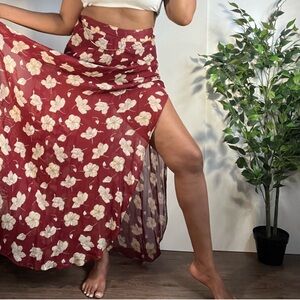 FLYNN SKYE red floral maxi skirt